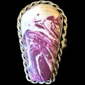 Genuine Mosaic Turquoise Sterling Silver Overlay Ring Size 8